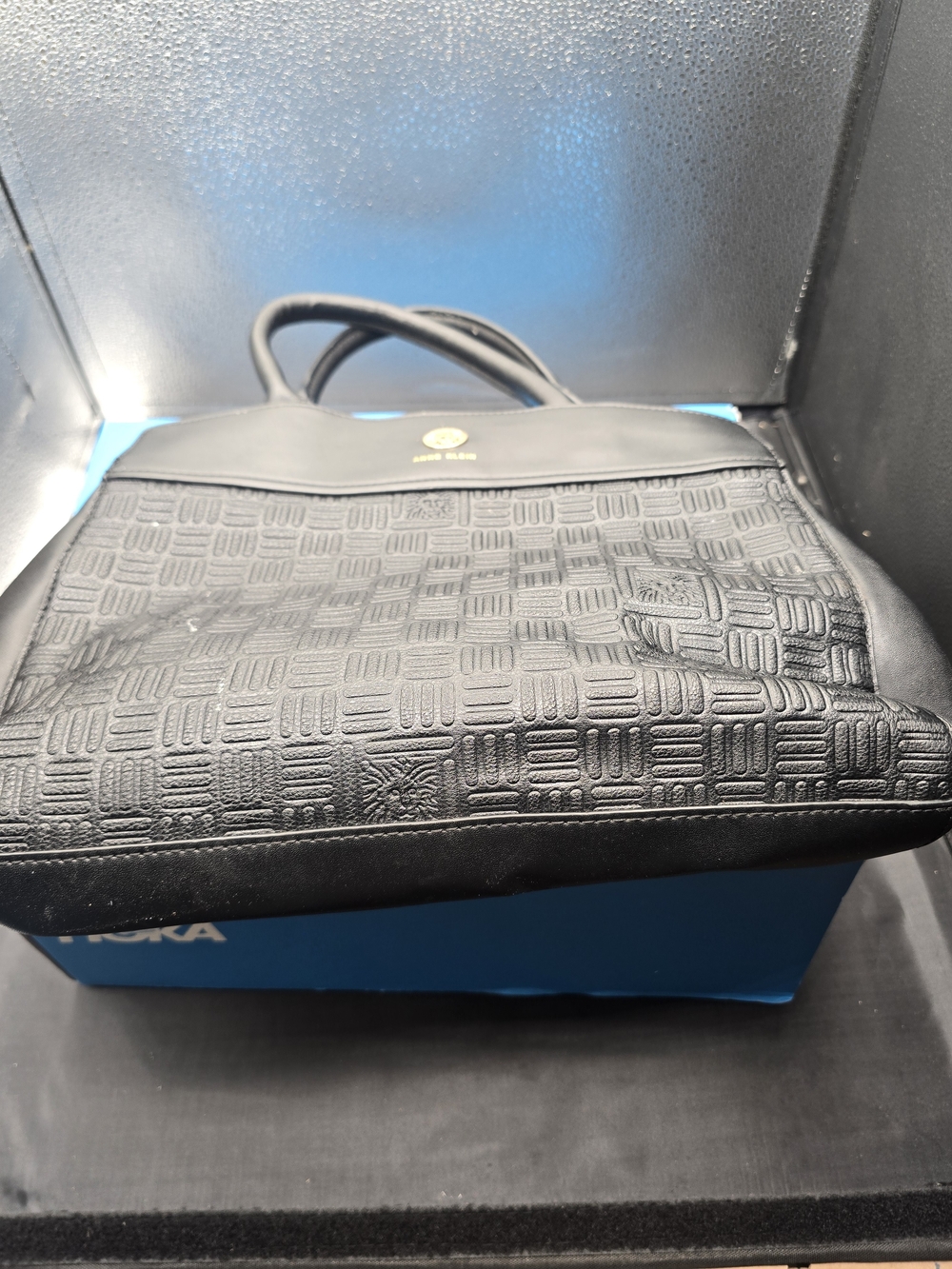 Anne Klein Black Textured Tote Cosmetic Bag